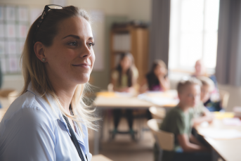 Lärare i ett klassrum.