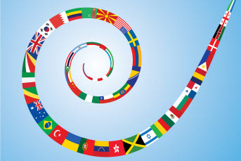 Bilden föreställer flaggor från andra länder
