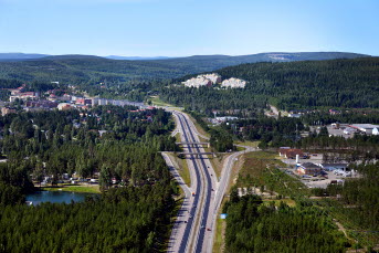 Flygfoto, bild över Timrå.