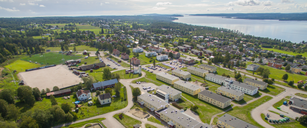 Drönarbild över området Söråker i Timrå kommun