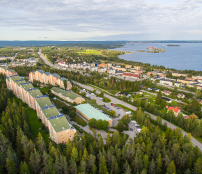 Ett flygfoto över Timrå.