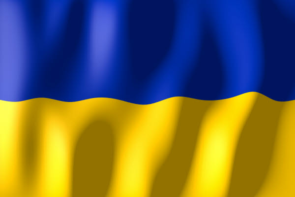 Ukrainas flagga i blått och gult.