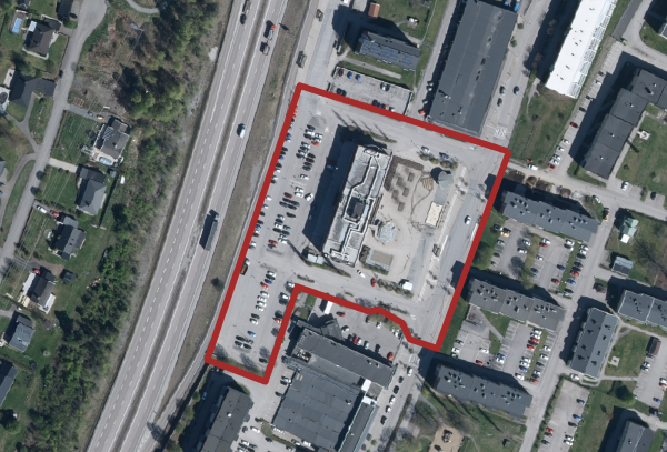 Satelitbild över planområde Vivsta Centrum