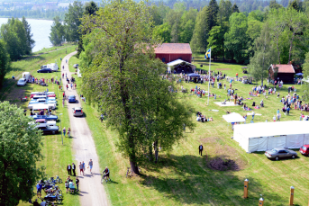 Flygbild över människor på evenemang