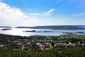 En flygbild över Timrå centrum.