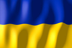 Ukrainas flagga i färgerna blå och gult.