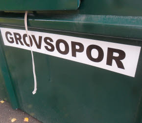 Kärl med texten grovsopor