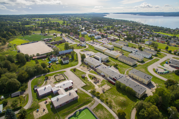 Drönarbild över området Söråker i Timrå kommun