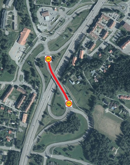 Timrå kommun viktbegränsar trafikplats 231 Timrå, det vill säga bron som går över E4:an från OK/Q8 mot kyrkan.