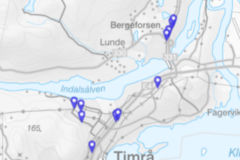 Bilden föreställer ett utsnitt ur karta med lediga tomter