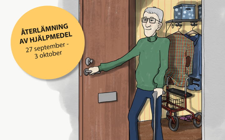 Illustration av en äldre man som öppnar en dörr