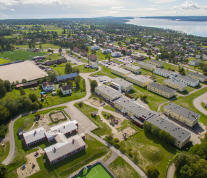 Drönarbild över området Söråker i Timrå kommun